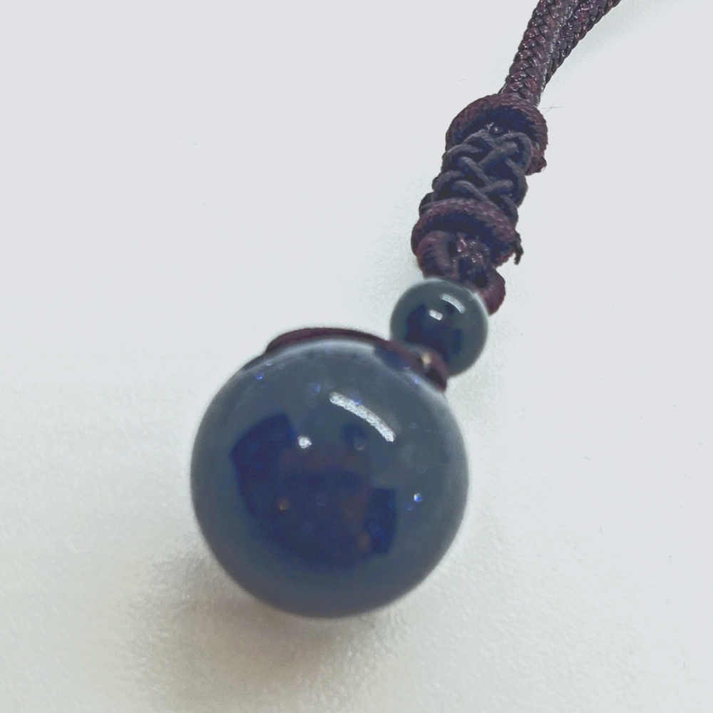 High Quality Natural Adjustable Blue Sandstone Pendant Necklace 16mm